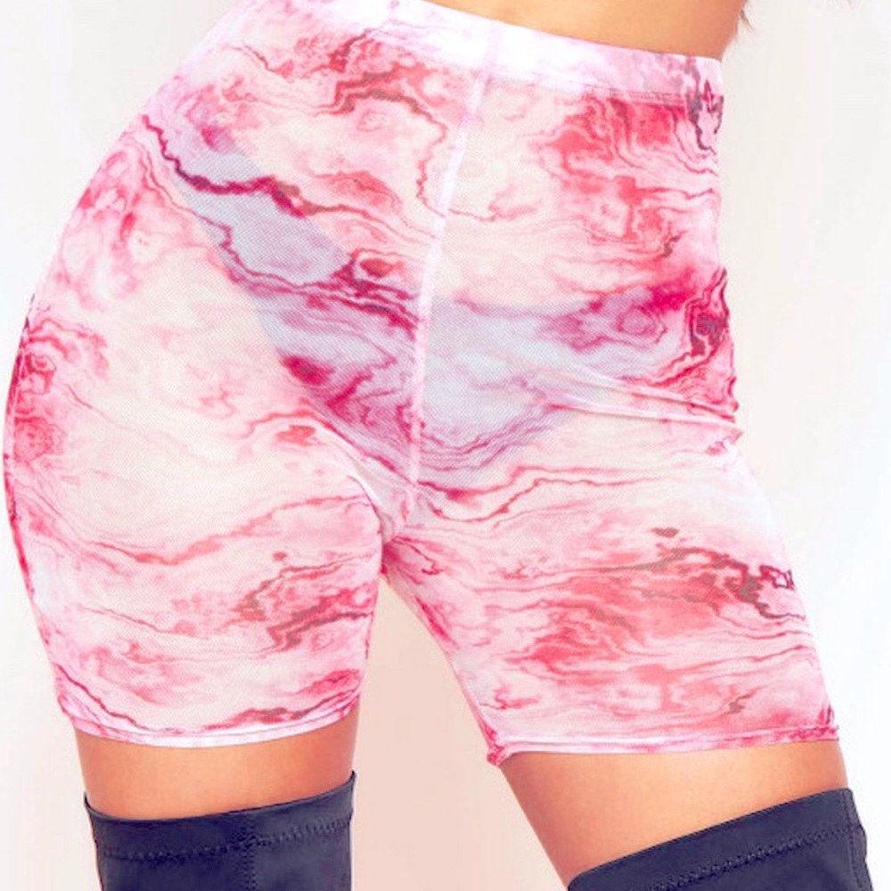 Missy Empire Pink Tye Dye Sheer Biker Shorts